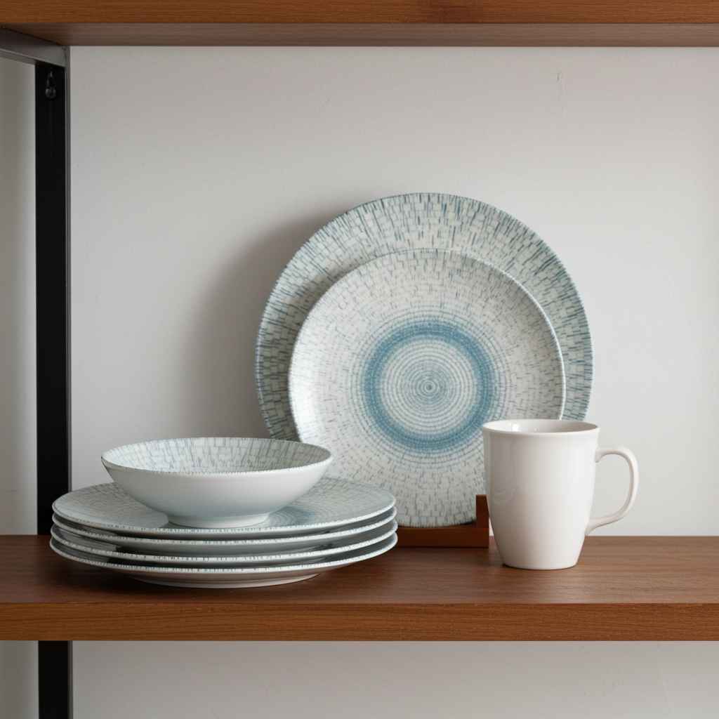 Bluering Dinner Set of 24 Porcelain Plates