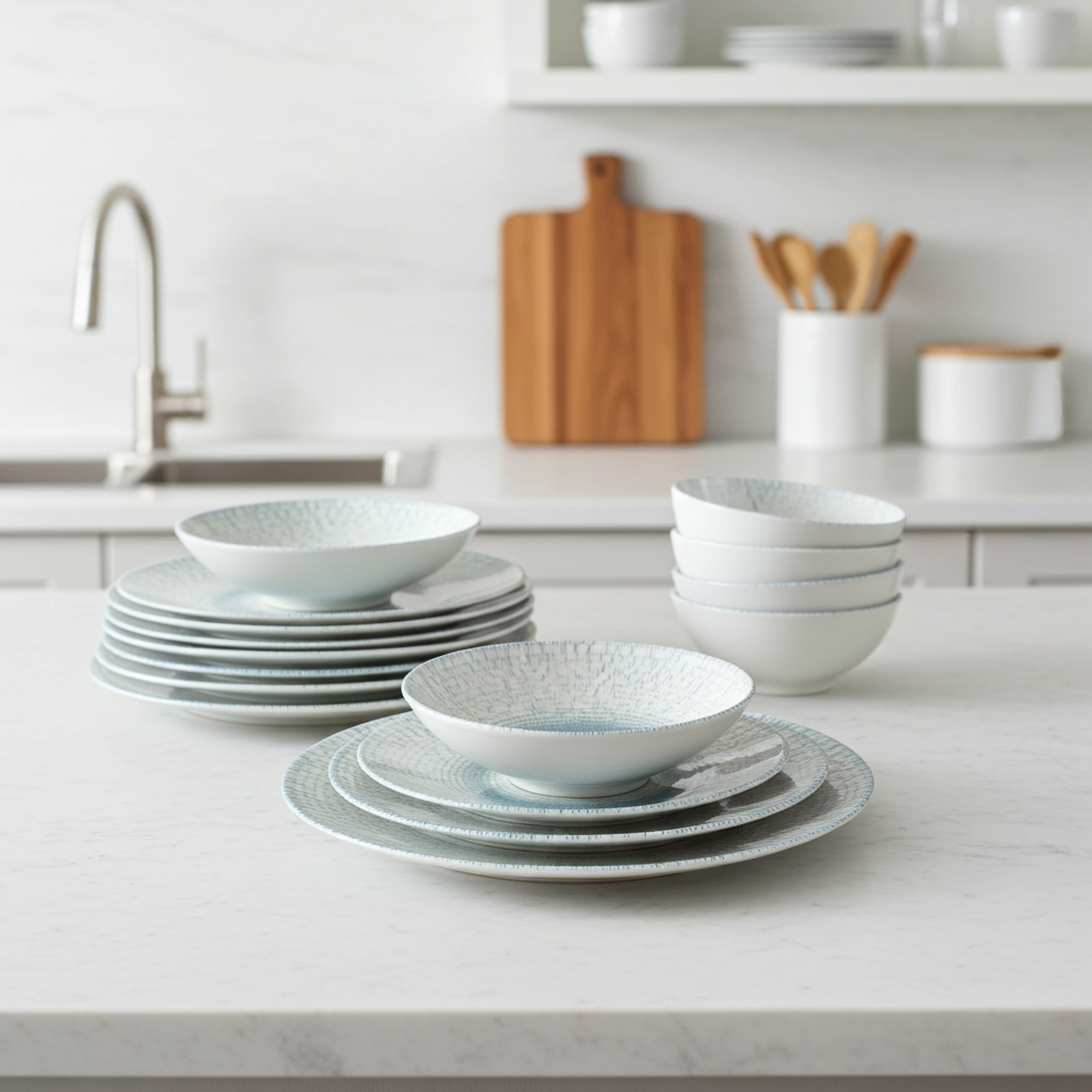 Bluering Dinner Set of 24 Porcelain Plates