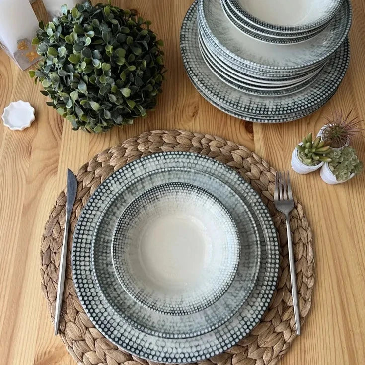 Grooven dinner set 24 porcelain plates