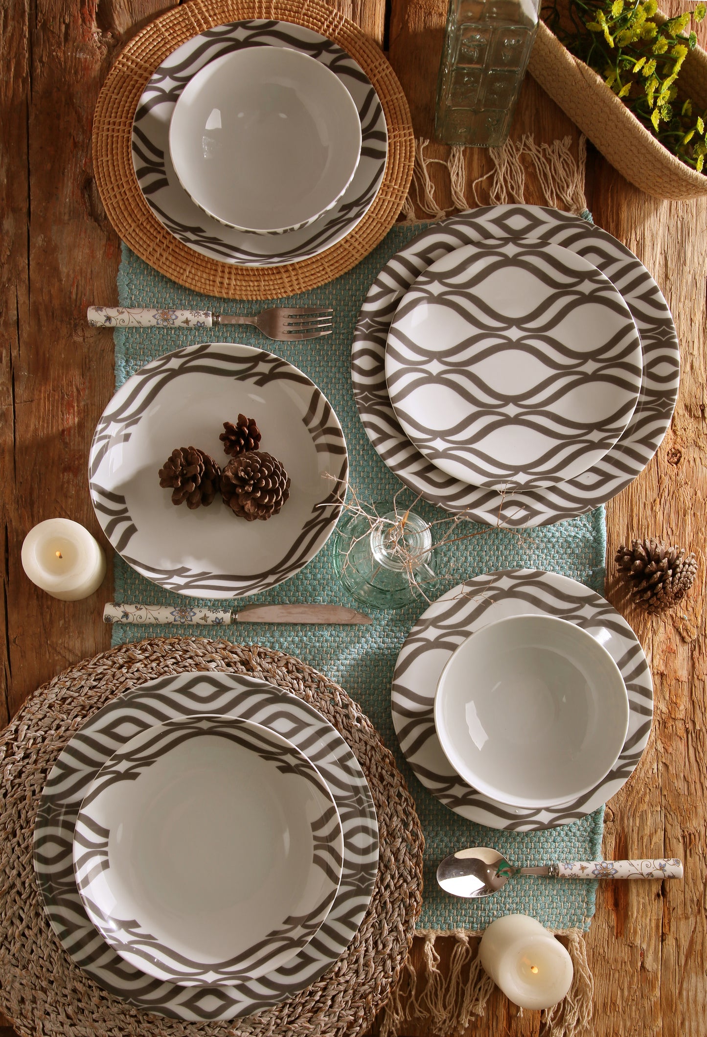 Gruli dinner set 24 porcelain plates