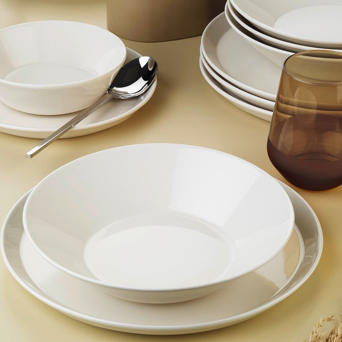 Nordic Cream Dinner Set of 24 Plates – kitchenkey