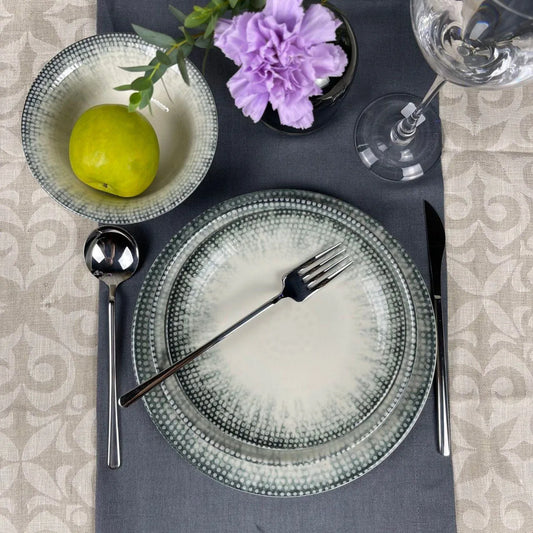 Grooven dinner set 24 porcelain plates