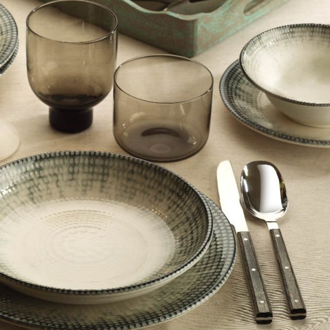 Grooven dinner set 24 porcelain plates