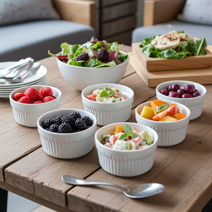 White Porcelain Ramekins 12-Piece Set | Oven, Microwave & Freezer Safe | Perfect for Soufflés, Crème Brûlée & Egyptian Desserts