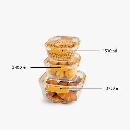 FreshCo Square Fridge Container 3 pc Set- Big