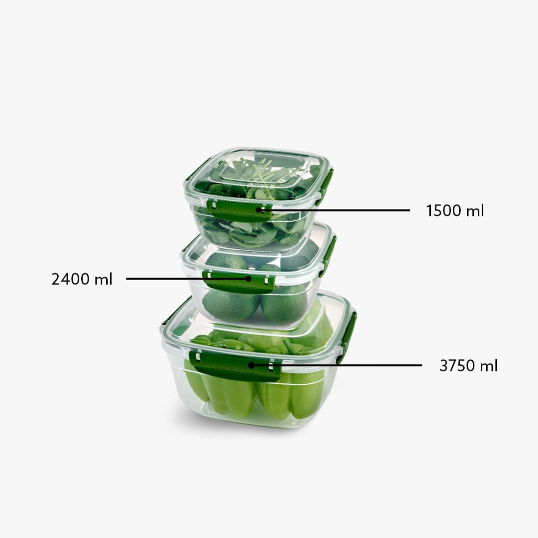 FreshCo Square Fridge Container 3 pc Set- Big