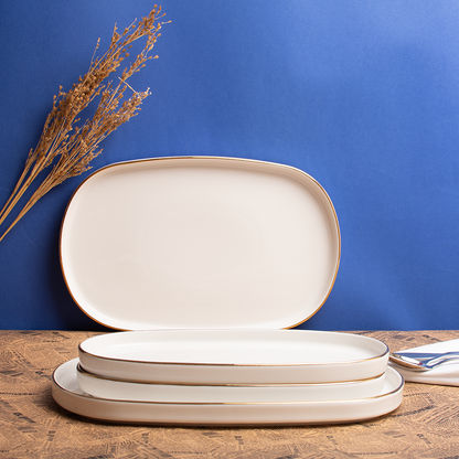 Goldrim Serving Porcelain Platter Set