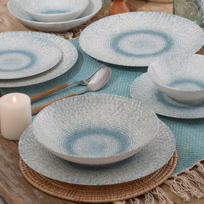 Bluering طقم عشاء بلورينج من 24 طبقًا بورسلين