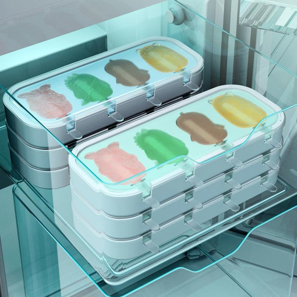 4-Pc Silicone Ice Cream Molds | BPA-Free Popsicle Makers for Homemade Treats | DIY Frozen Yogurt, Chocolate; Candy Molds