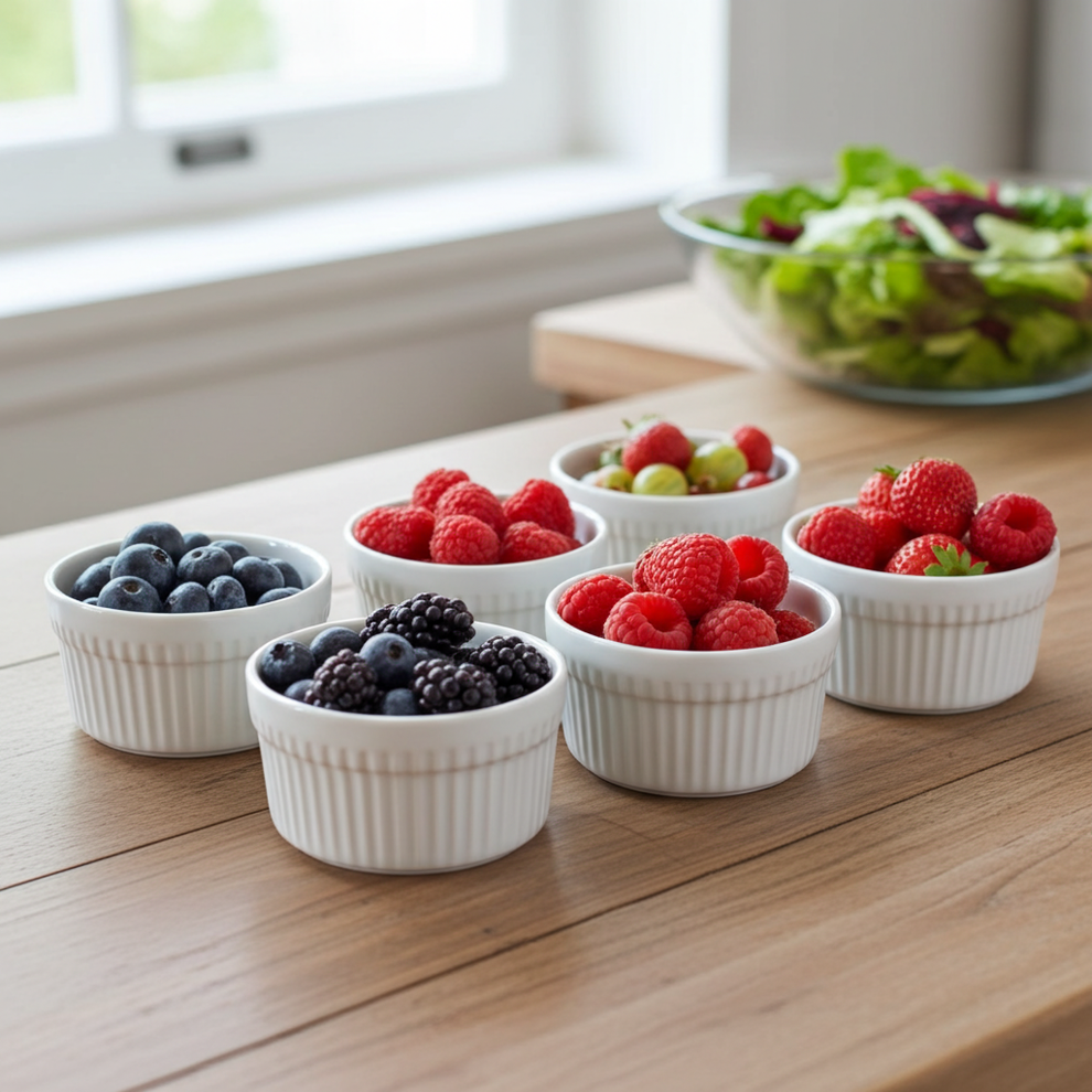 White Porcelain Ramekins 6-Piece Set | Oven, Microwave & Freezer Safe ...