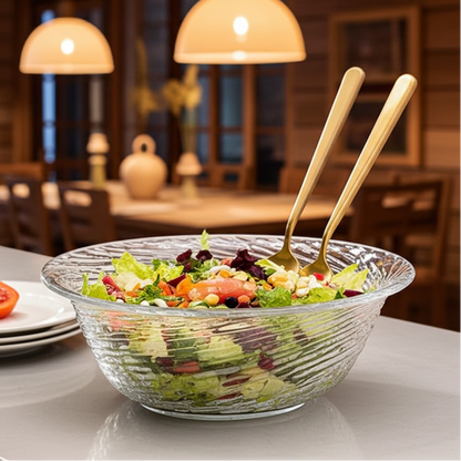 Fwaki Large Glass Bowls - Set of 2 | 1350ml Big Serving Bowls for Salad, Fruit, Punch & Pasta