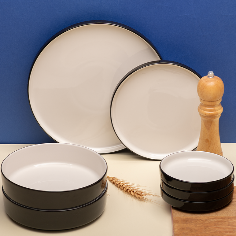 Neoblack 30 Plate Modern Porcelain Dinner Set