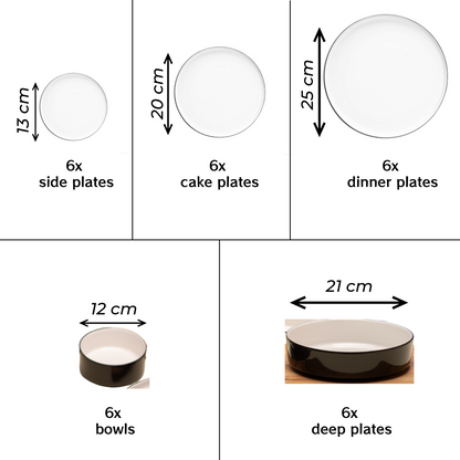 Neoblack 30 Plate Modern Porcelain Dinner Set