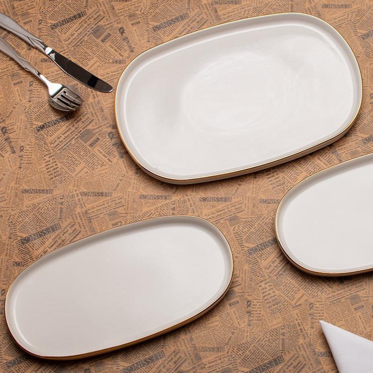 Goldrim Serving Porcelain Platter Set