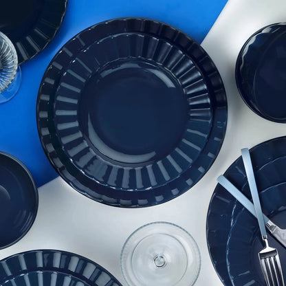 Turkmun Navy-Blue Dinner set of 24 pieces