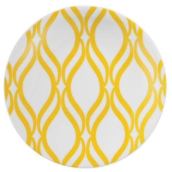 Yellow-Grey dinner set 24 porcelain plates